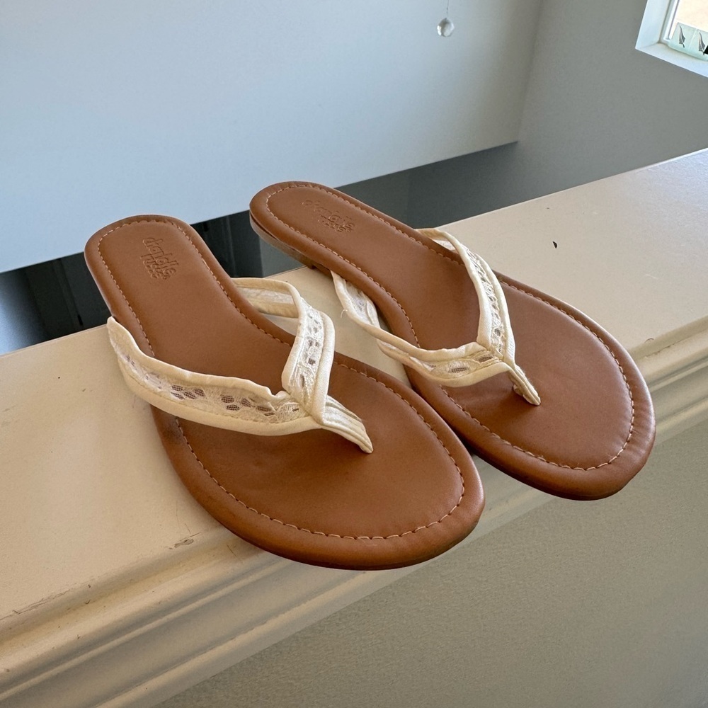 Charlotte Russe White and Brown Sandals